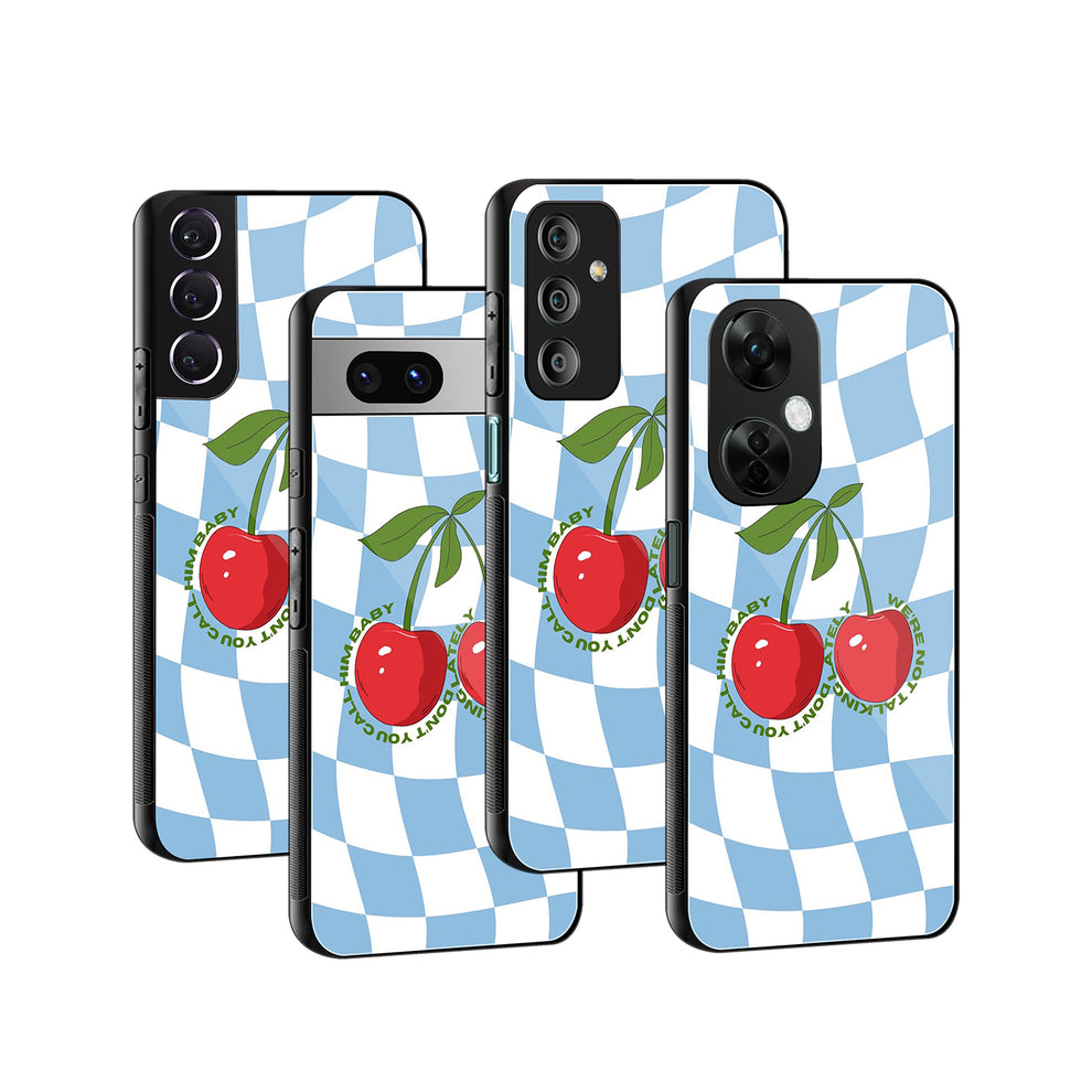 Blue Cherry Checkers | Glass Case