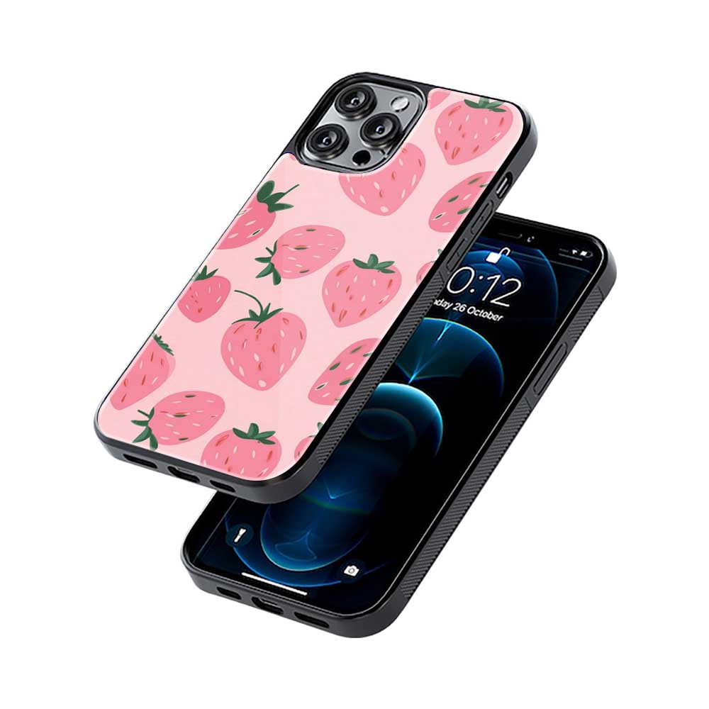 Pink Strawberries | Glass Case