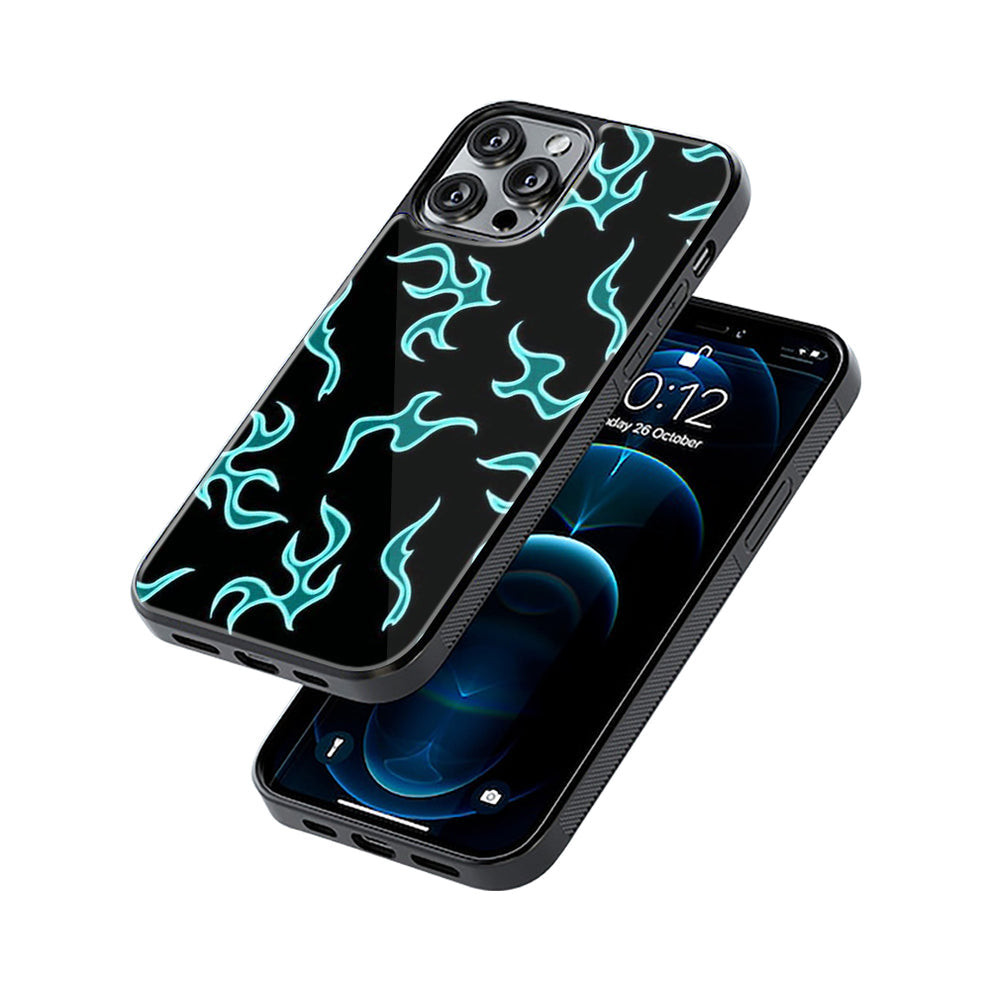 Blue Neon Flames | Glass Case