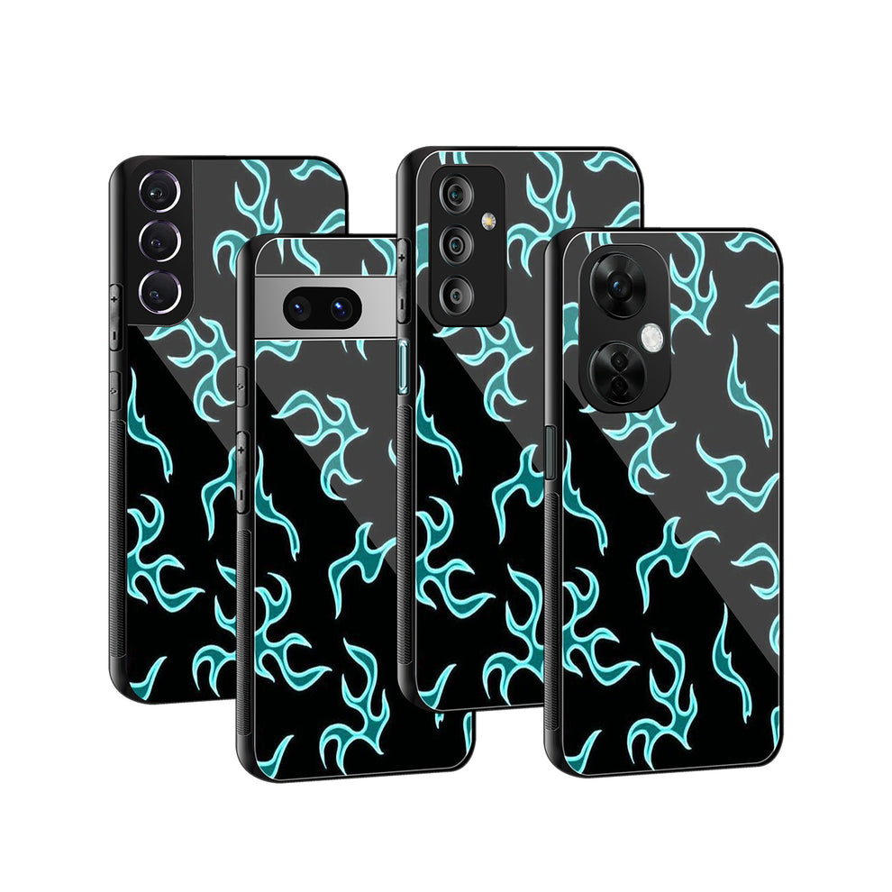 Blue Neon Flames | Glass Case