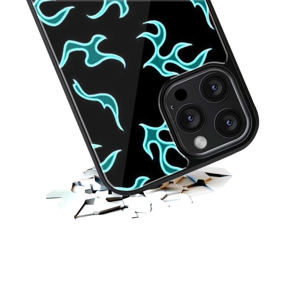 Blue Neon Flames | Glass Case