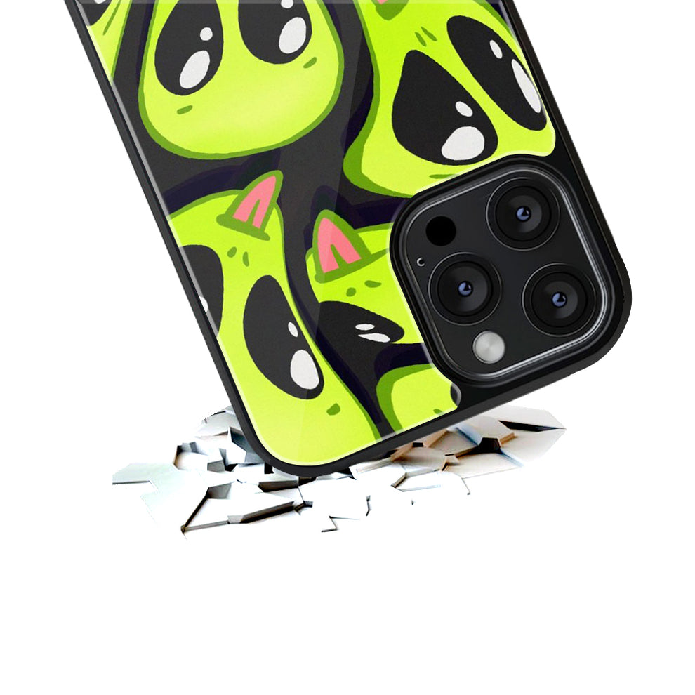 Yellow Aliens | Glass Case